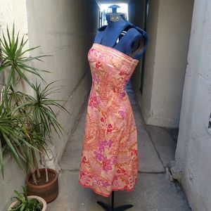 Peach and pink paisley dress